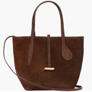 Little Liffner Brown Suede Tote Bag with Silver Accent - Women Bags